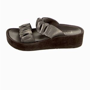 Pedro Garcia suede platform slide sandals.